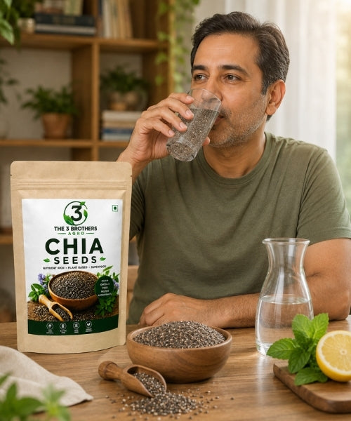 Chia seeds in water morning drink