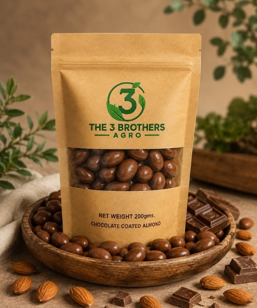 Dark chocolate covered whole almonds