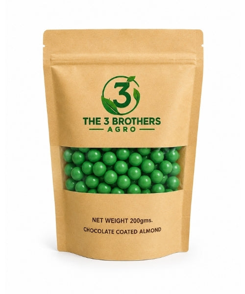 Single green round chocolate almond