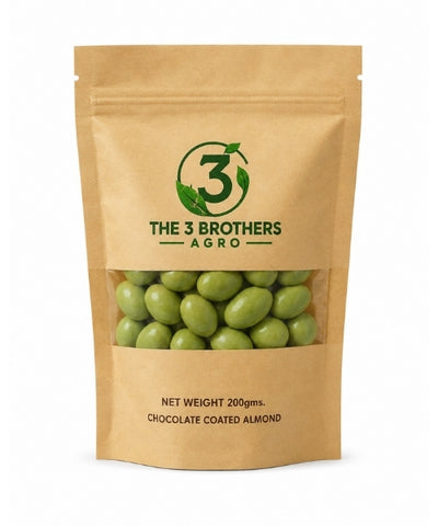 Green candy shelled chocolate almonds