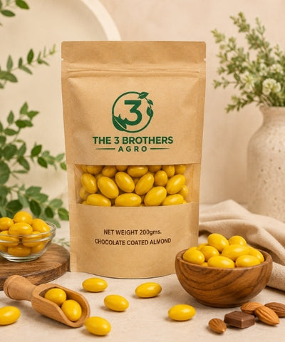 Single yellow round chocolate almond