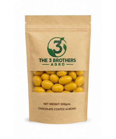 Yellow white chocolate coated almonds